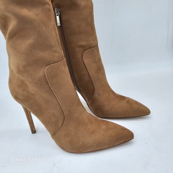 Marc Fisher Knee High Boots Ruminas 3 Tan Faux Suede Stiletto Heels Women's 6.5M - Picture 8 of 10